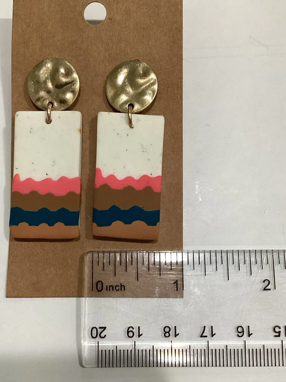 Gold Top Multicolor Layered Rectangle Dangle Earrings